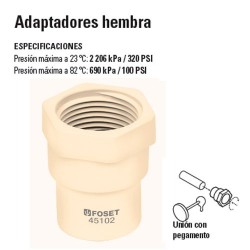 Adaptador de CPVC Hembra HIDROFLOW