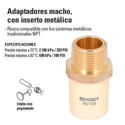 Adaptador de CPVC Macho con Inserto Metalico HIDROFLOW