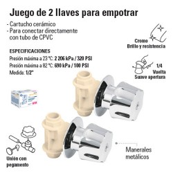 Juego de 2 Llaves de CPVC para Empotrar HIDROFLOW