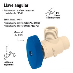 Llave de CPVC Angular HIDROFLOW