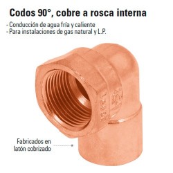 Codo 90º Cobre a Rosca Interna FOSET