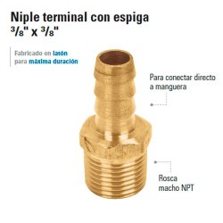 Niple Terminal con Espiga 3/8"