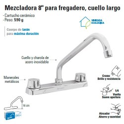 Mezcladora 8" para Fregadero Cuello Largo FOSET