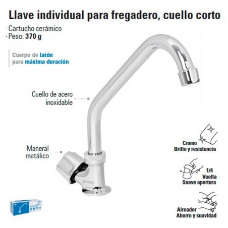 Llave Individual para Fregadero Cuello Corto FOSET