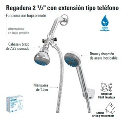 Regadera 2 1/2" con Extencion Tipo Telefono FOSET