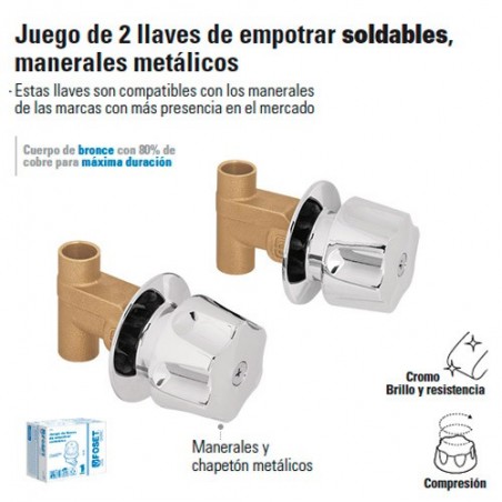 Juego de Llaves de Empotrar Soldables / Manerales Metalicos FOSET