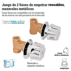 Juego de Llaves de Empotrar Roscables / Manerales Metalicos FOSET