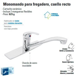 Monomando para Fregadero Cuello Recto