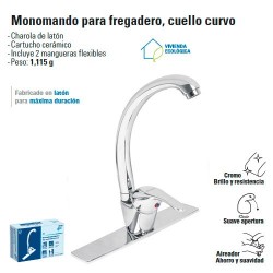 Monomando para Fregadero Cuello Curvo