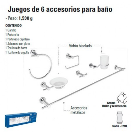 Juego de 6 Accesorios Para Baño 