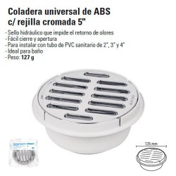 Coladera Universal de ABS con Rejilla Cromada 5"