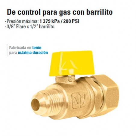 Valvula de Control para Gas con Barrilito