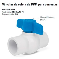 Valvula de Esfera de PVC para Cementar