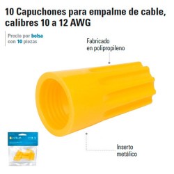 10 Capuchones para Empalme de Cable, Calibres 10 a 12 AWG