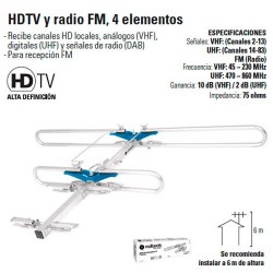 Antena HDTV y Radio FM 4 Elementos