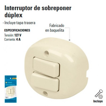 Interruptor de Sobreponer Duplex