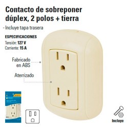 Contacto de Sobreponer Duplex 2 Polos + Tierra