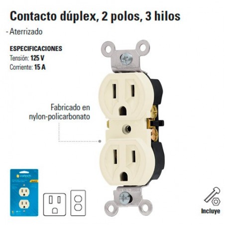 Contacto Duplex 2 Polos 3 Hilos