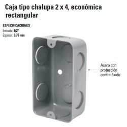 Caja Tipo Chalupa 2 x 4 Economica Rectangular