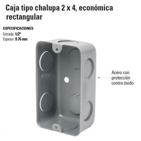 Caja Tipo Chalupa 2 x 4 Economica Rectangular