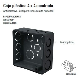 Caja Plastica 4 x 4 Cuadrada