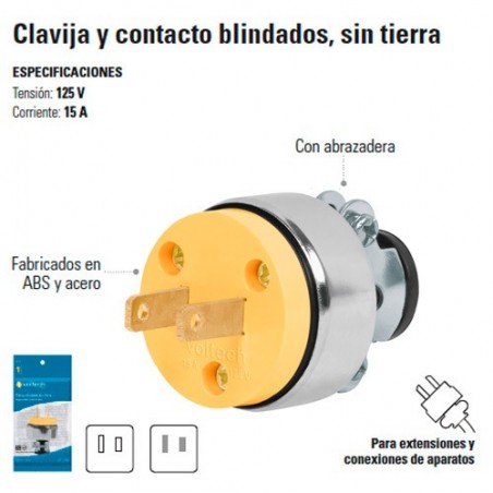 Clavija y Contacto Blindados sin Tierra