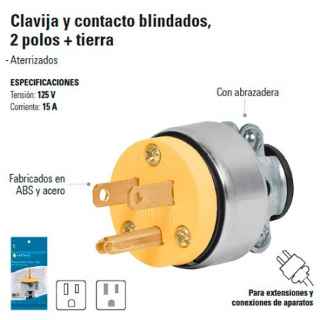 Clavija y Contacto Blindados 2 Polos + Tierra