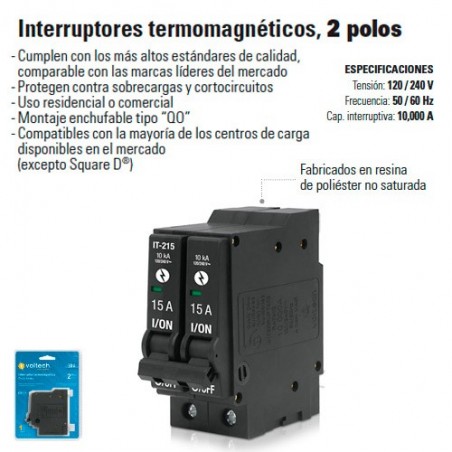 Interruptor Termomagnetico 2 Polos 