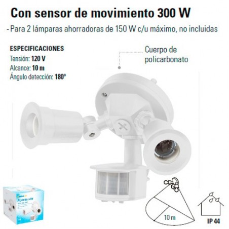 Luminario Blanco para Intemperie 300 W con Sensor de Movimiento