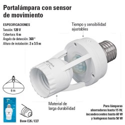 Portalampara con Sensor de Movimiento