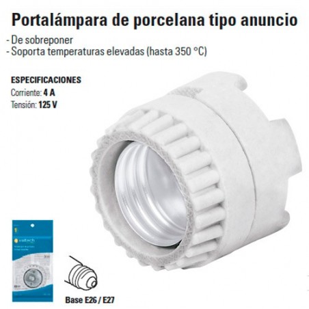 Portalampara de Porcelana tipo Anuncio