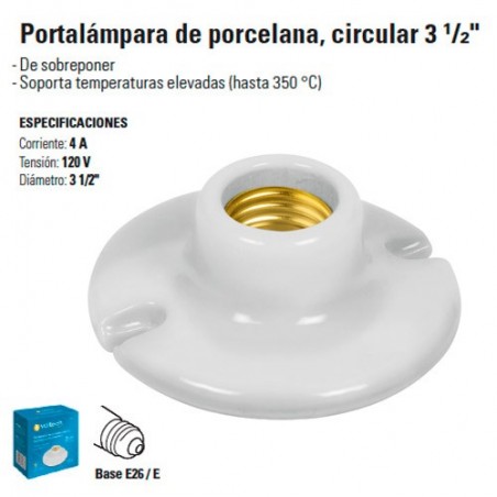 Portalampara de Porcelana Circular 3 1/2"