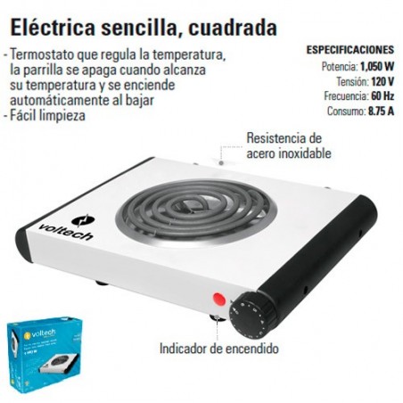 Parrilla Electrica Sencilla Cuadrada