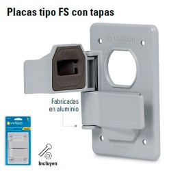 Placa Duplex tipo FS con Tapas de Sobreponer