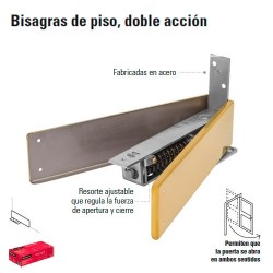 Bisagra de Piso Doble Accion Latonada