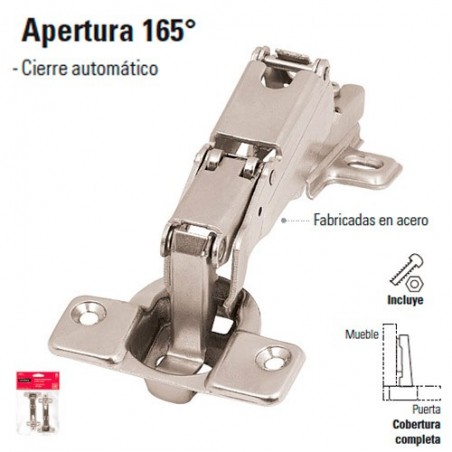 Juego de 2 Bisagras Bidimensionales Ocultas para Gabinetes Apertura 165º