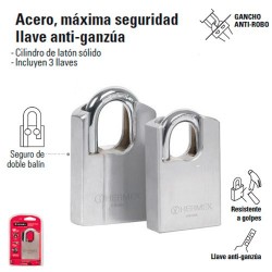 Candado de Acero Maxima Seguridad Llave Anti-ganzua