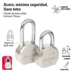 Candado de Acero Maxima Seguridad Llave Tetra