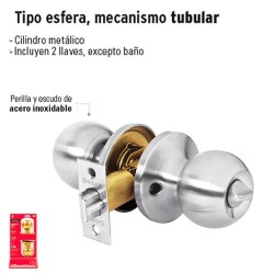 Cerradura de Pomo Tipo Esfera Mecanismo Tubular de Laton