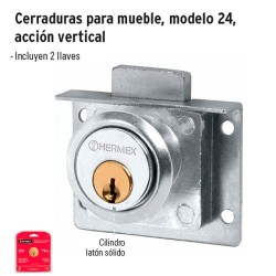 Cerradura para Mueble Modelo Cuadrada Accion Vertical Cromo