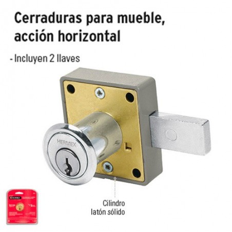 Cerradura para Mueble Accion Horizontal Cilindro 29 mm Cromo