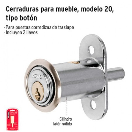 Cerradura para Mueble Tipo Boton Cromo