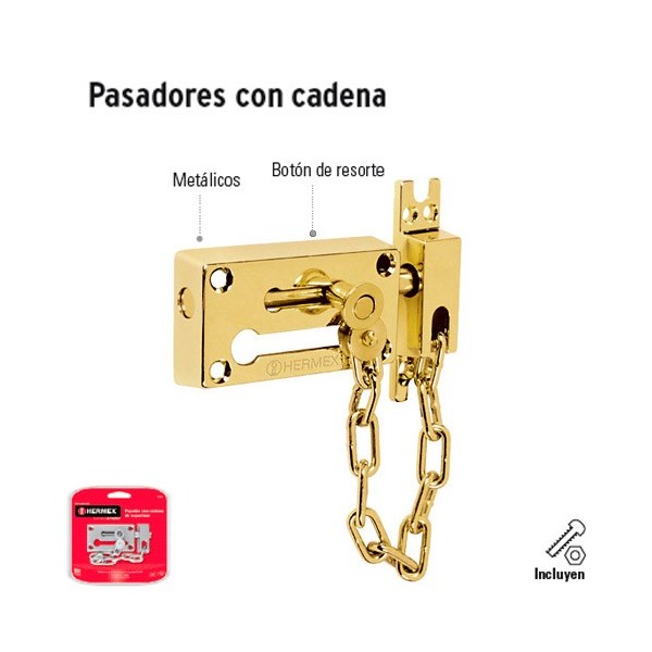 Pasador Para Puerta Con Cadena Latón Pulido