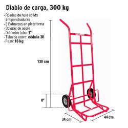 Carro de carga plegable tipo plataforma, 300 kg, Pretul, Diablos