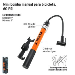 Bomba Manual Para Inflar Llanta De Bicicleta Abatible 87 Psi Truper TRUPER