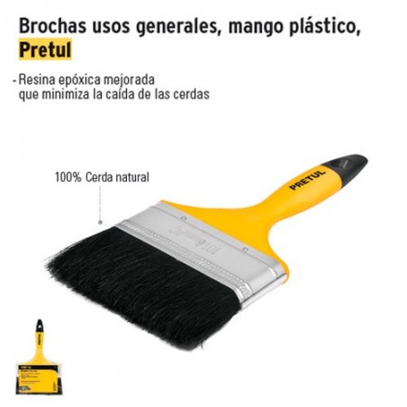 Brocha Usos Generales Mango Plastico PRETUL