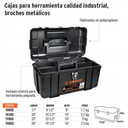 Cajas para Herramienta Calidad Industrial Broches Metalicos TRUPER