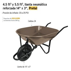 Carretilla Llanta Neumatica Reforzada 14" x 3" PRETUL