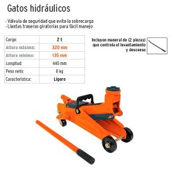 Gato Hidraulico 2 Toneladas Ligero TRUPER