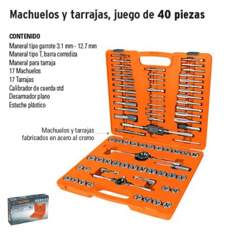 Machuelos y Tarrajas Juego de 40 Piezas TRUPER